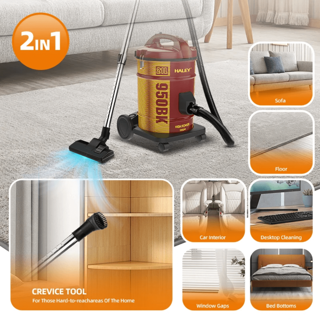 Haley Steam & Vacuum Cleaner Haley 21L Vacuum Cleaner 2200W - HY-950BK