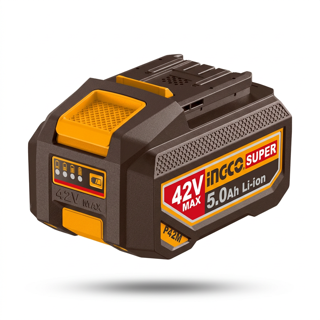 Ingco 42V 5.0Ah battery on white