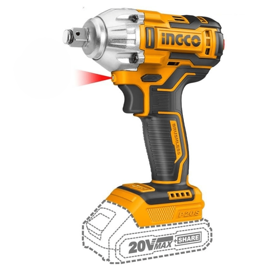 Ingco Impact Wrench & Driver Ingco 1/2" Lithium-Ion Cordless Impact Wrench 300NM with Two 20V 2.0Ah Batteries & Charger - CIWLI2038