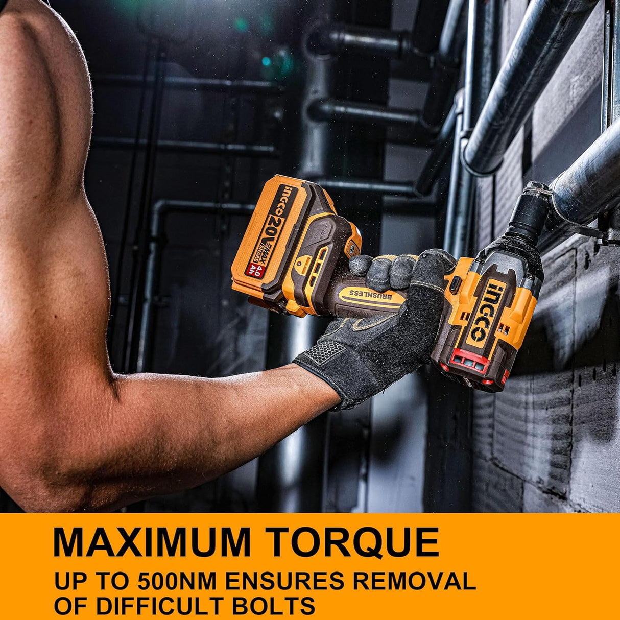 Ingco Impact Wrench & Driver Ingco 1/2" Lithium-Ion Cordless Impact Wrench 500NM with Two 20V 4.0Ah Batteries & Charger - CIWLI2050