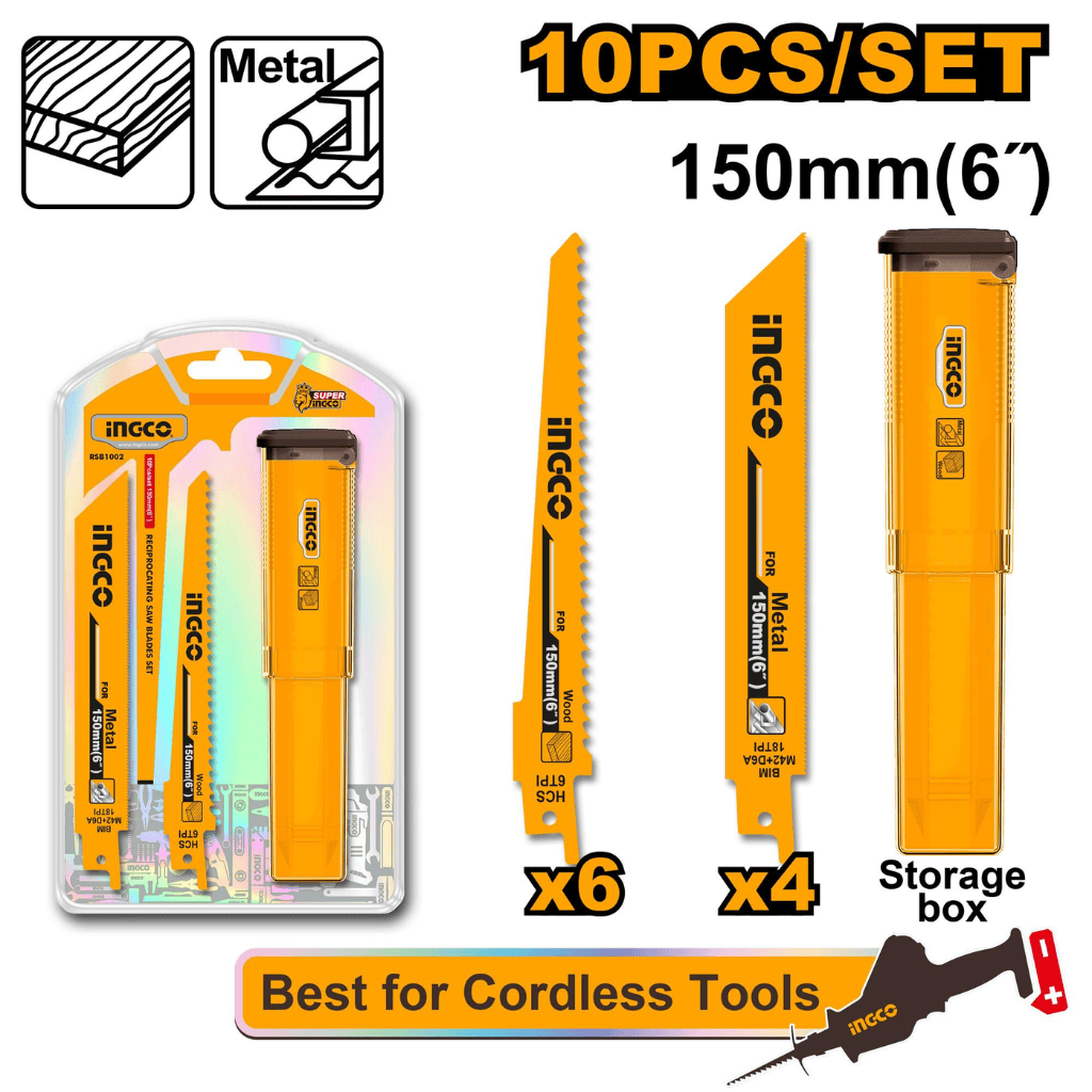 Ingco Saw Blades Ingco 10-Piece Reciprocating Saw Blade Set - RSB1002