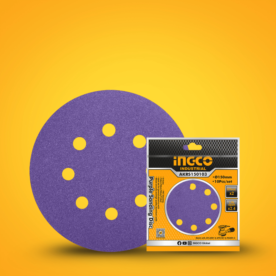Ingco Sander Ingco 10 Pieces Purple Sanding Disc Set 150mm - AKRS150103