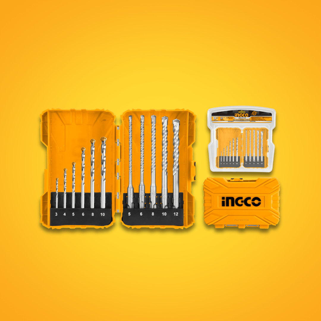 Ingco Drill Bits Ingco 11-Pieces Masonry & Hammer Drill Bits Set with SDS Plus – AKDL31101
