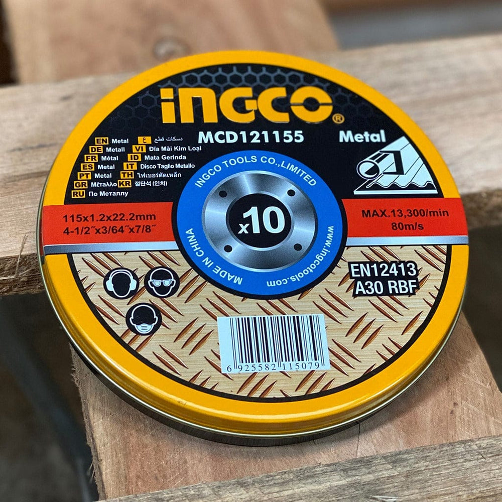 Ingco Grinding & Cutting Wheels Ingco 115mm Abrasive Metal Cutting Discs (10 Pieces) – MCD121155