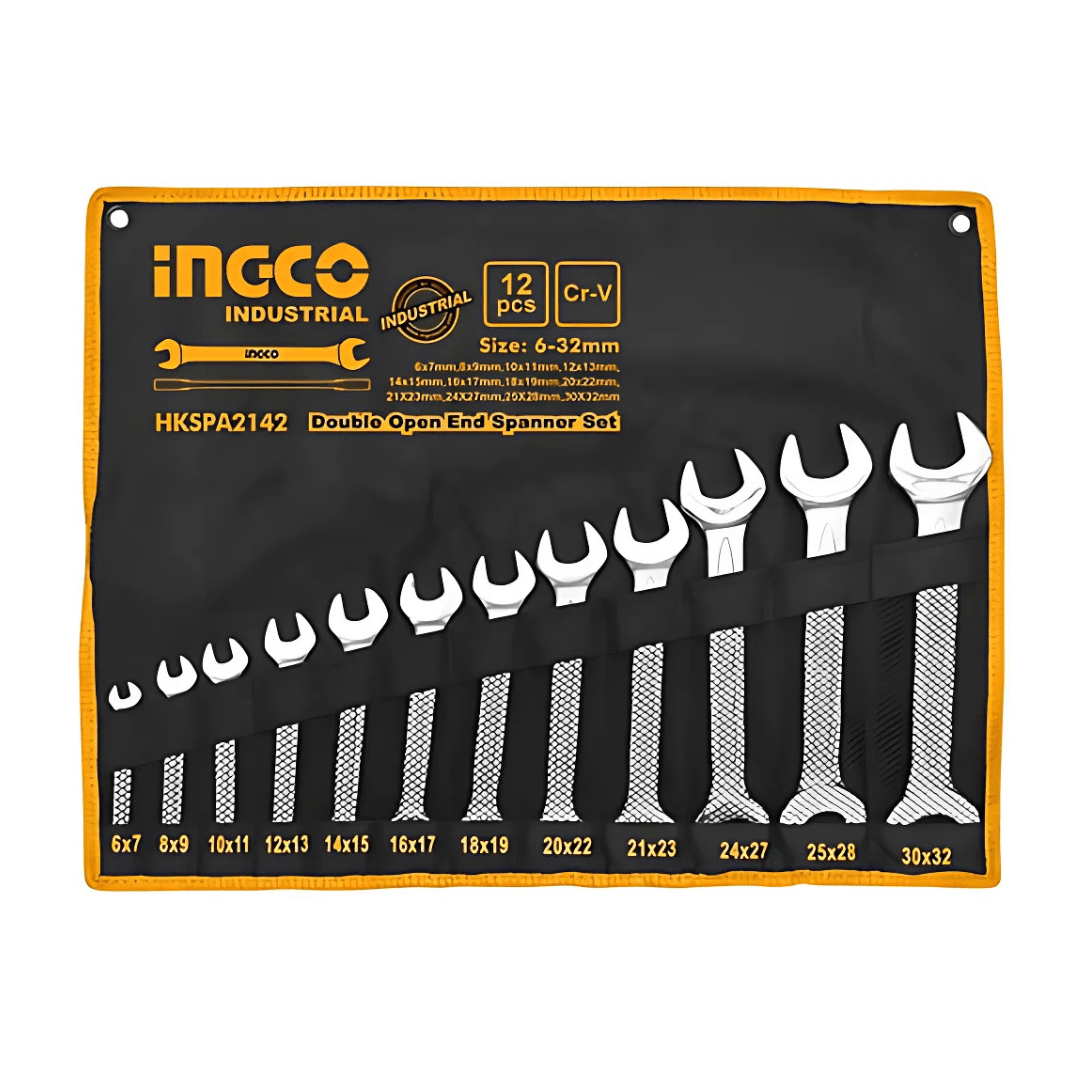 Ingco Wrenches Ingco 12-Piece Double Open End Spanner Set - HKSPA2142