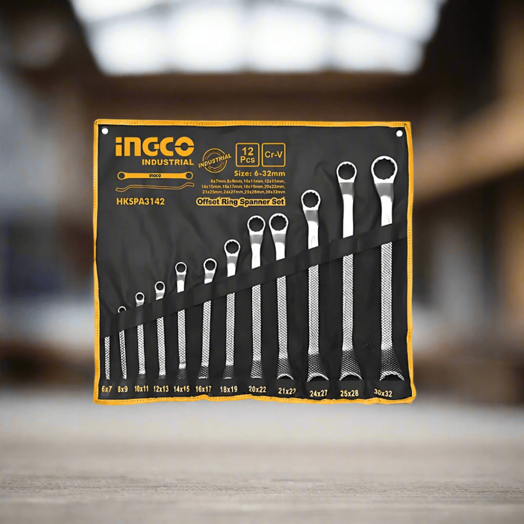 Ingco Wrenches Ingco 12-Piece Offset Ring Spanner Set - HKSPA3142