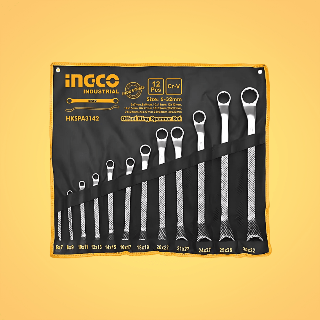 Ingco Wrenches Ingco 12-Piece Offset Ring Spanner Set - HKSPA3142