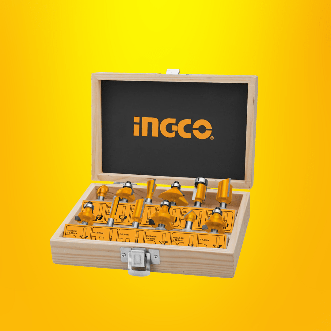 Ingco Router Bits Ingco 12-Piece Router Bits Set 6mm Shank Diameter - AKRT1201