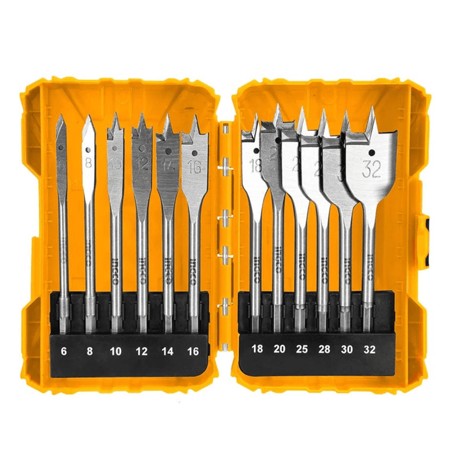 Ingco Drill Bits Ingco 12 Pieces Flat Wood Drill Bit Set - AKDL1201