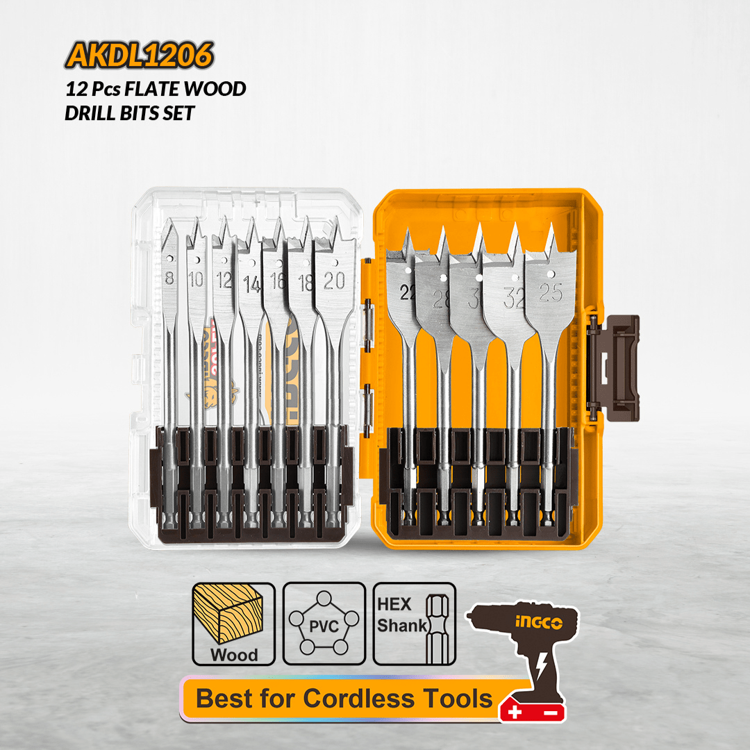 Ingco Drill Bits Ingco 12 Pieces Flat Wood Drill Bits Set - AKDL1206