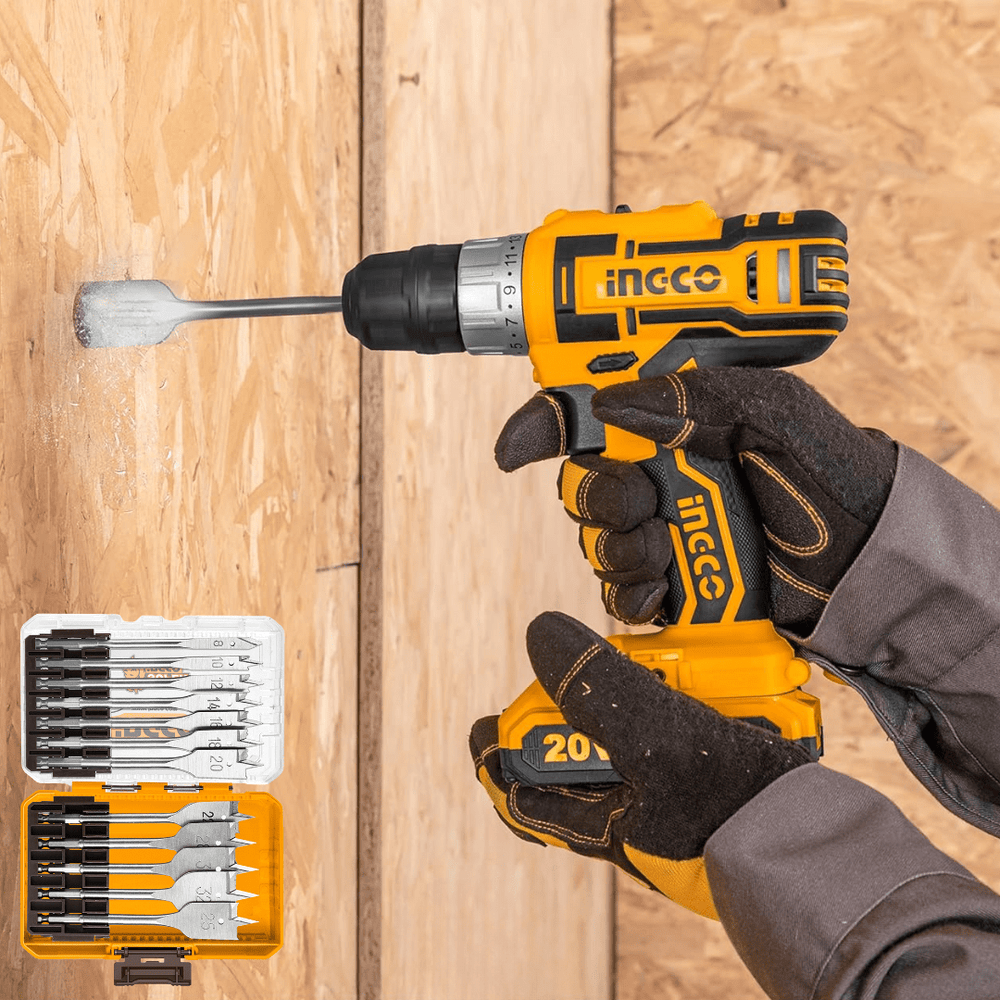 Ingco Drill Bits Ingco 12 Pieces Flat Wood Drill Bits Set - AKDL1206