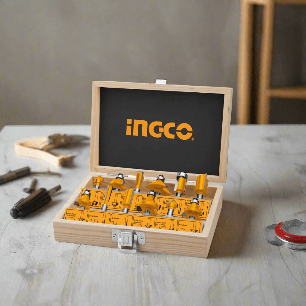 Ingco Router Bits Ingco 12 Pieces Router Bits Set 8mm Shank Diameter - AKRT1211