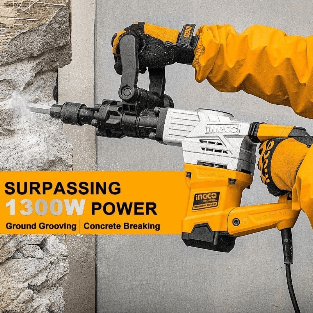 Ingco Demolition Hammer Ingco 1300W Demolition Breaker 20J Impact Force Anti-Vibration - PDB13008
