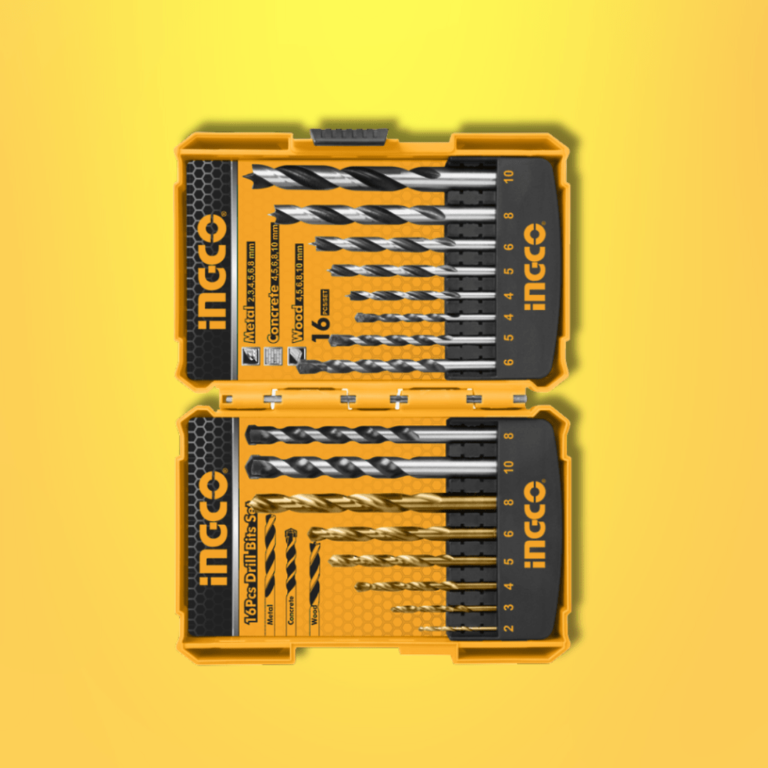 Ingco Drill Bits Ingco 16-Piece Drill Bit Set for Metal, Concrete & Wood - AKD9165