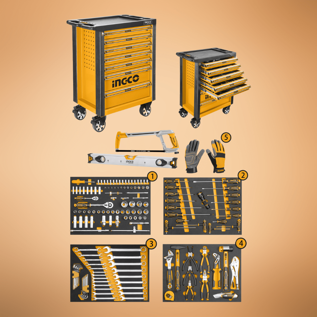 Ingco Tool Chests & Cabinets Ingco 162-Piece Tool Chest Set with 7 Drawers - HTCS271621