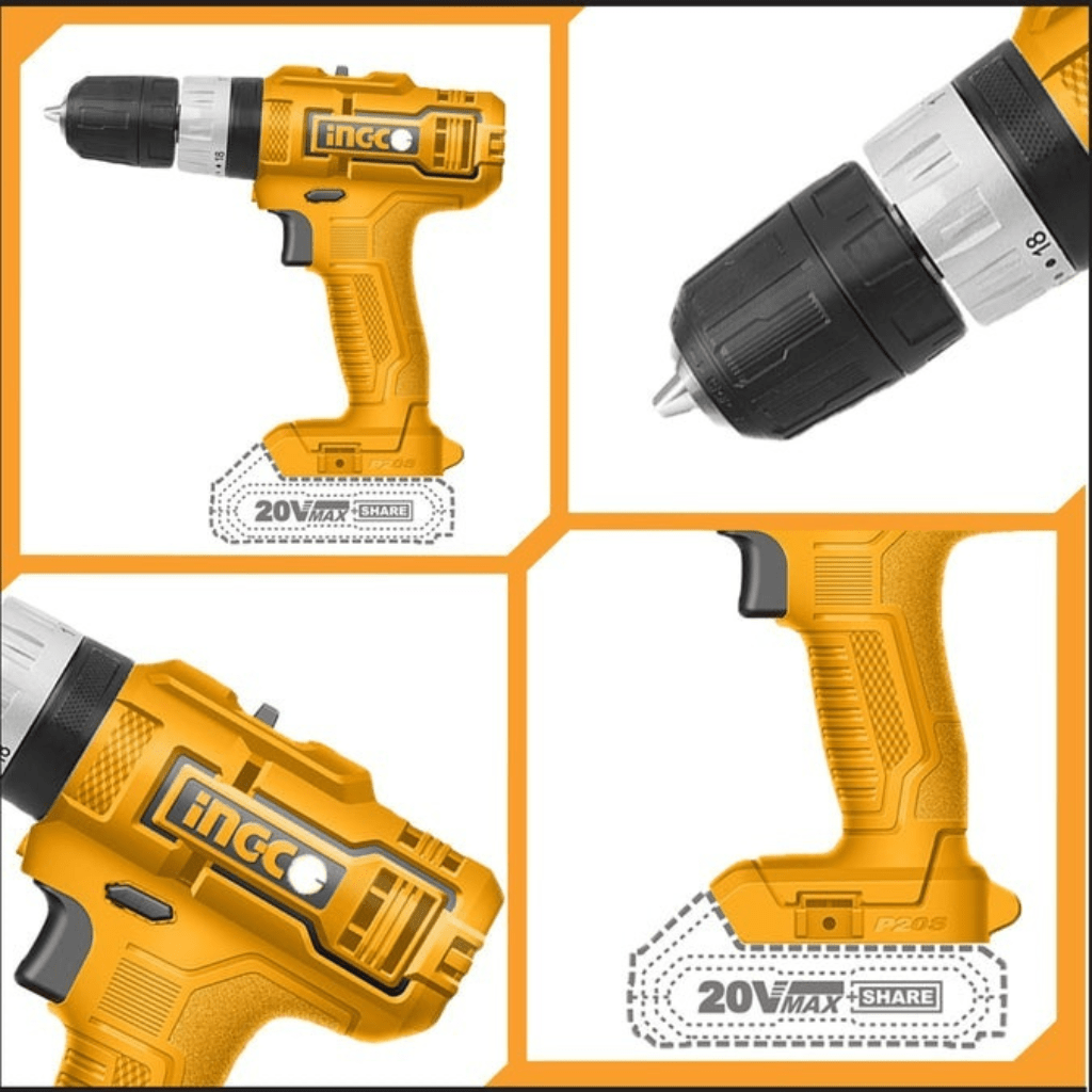 Ingco Tool Set Ingco 165-Piece Tool Set with 20V Lithium-Ion Cordless Impact Drill – HKTHP11651