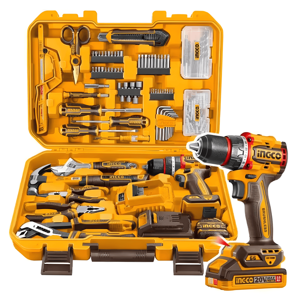 Ingco Tool Chests & Cabinets Ingco 166-Piece Cordless Tool Set 20V Impact Drill 2.0Ah Battery 66Nm Torque - HKTHP41662