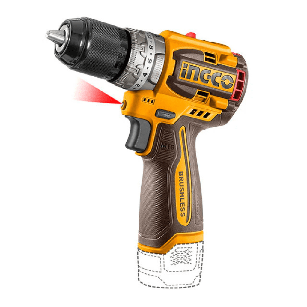 Ingco Drill Ingco 16V Lithium-Ion Cordless Drill with Brushless Motor & 2 Batteries – CDLI16682