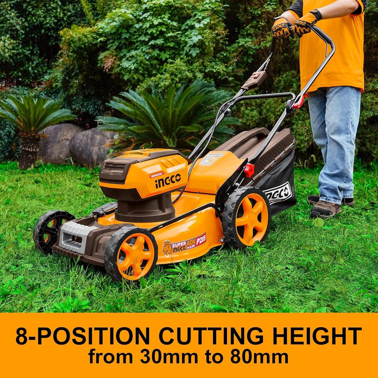 Ingco Lawn Mower Ingco 18" 40V Cordless Lawn Mower with 5.0Ah Battery – LMLI20186