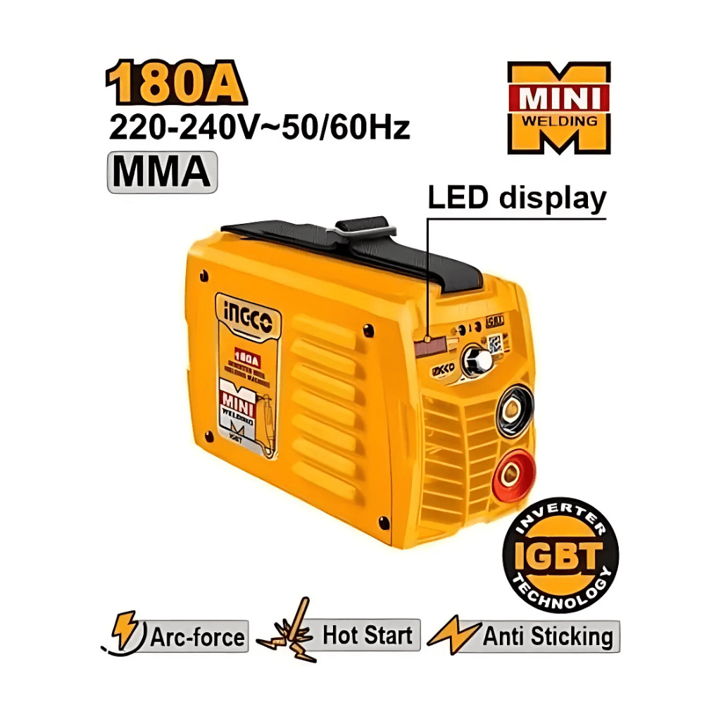 Ingco Welding Machine & Accessories Ingco 180 AMP Inverter MMA Welding Machine with IGBT Technology – ING-MMA18058