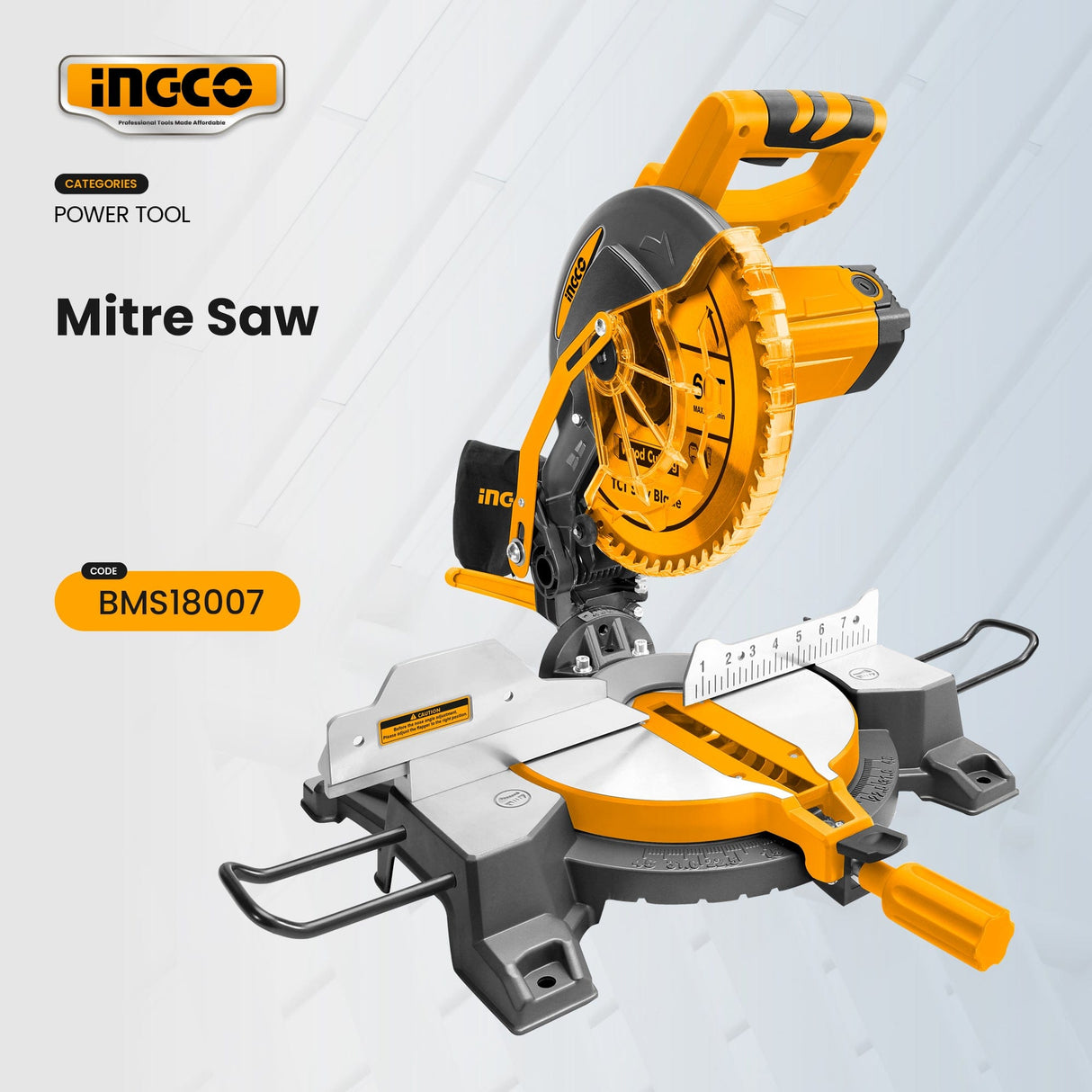 Ingco Bench & Stationary Tool Ingco 1800W Mitre Saw with 255mm Blade – BMS18007