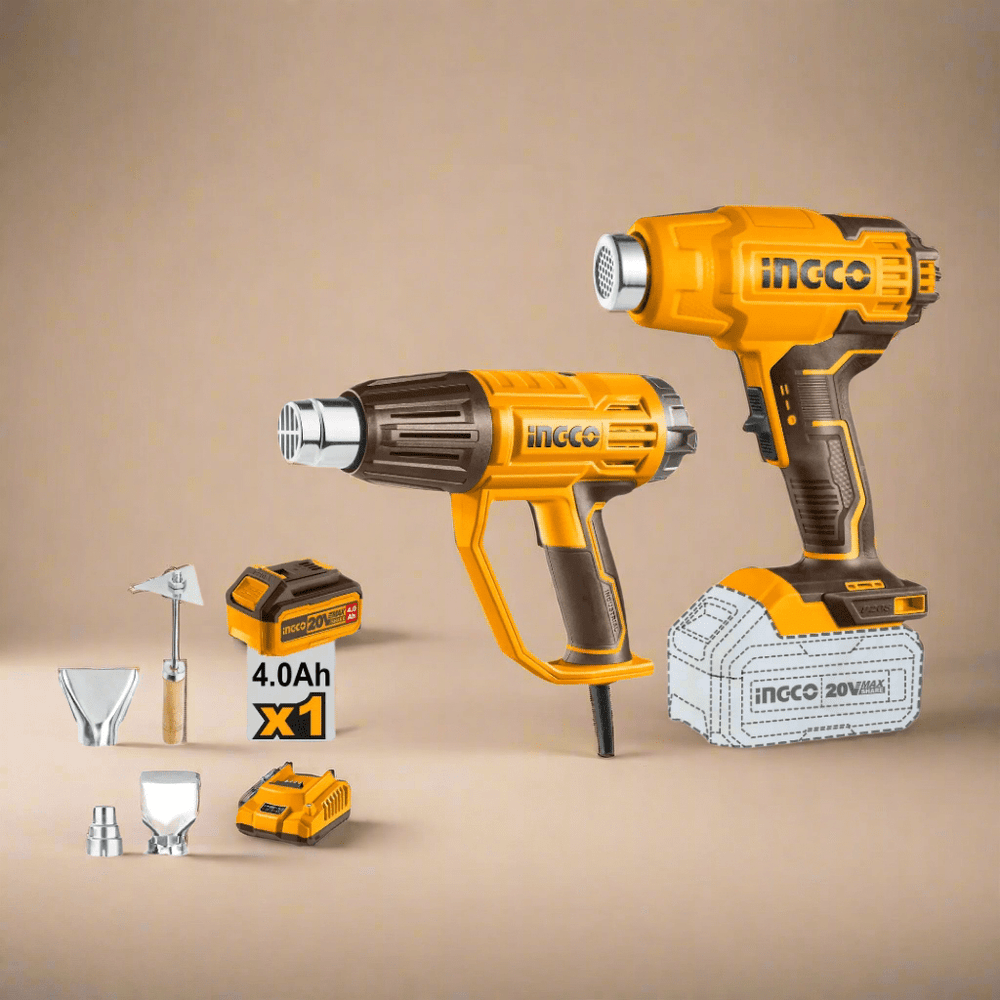 Ingco Heat Gun Ingco 2000W & 20V Lithium-Ion Heat Gun Set – COSLI240201