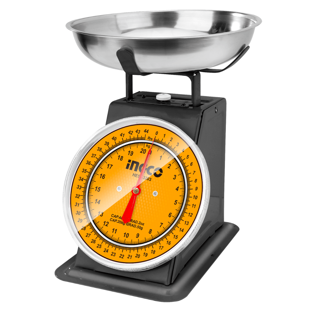 Ingco Digital Meter Ingco 20KG Spring Weighing Scale with Stainless Steel Bowl – HESA3203