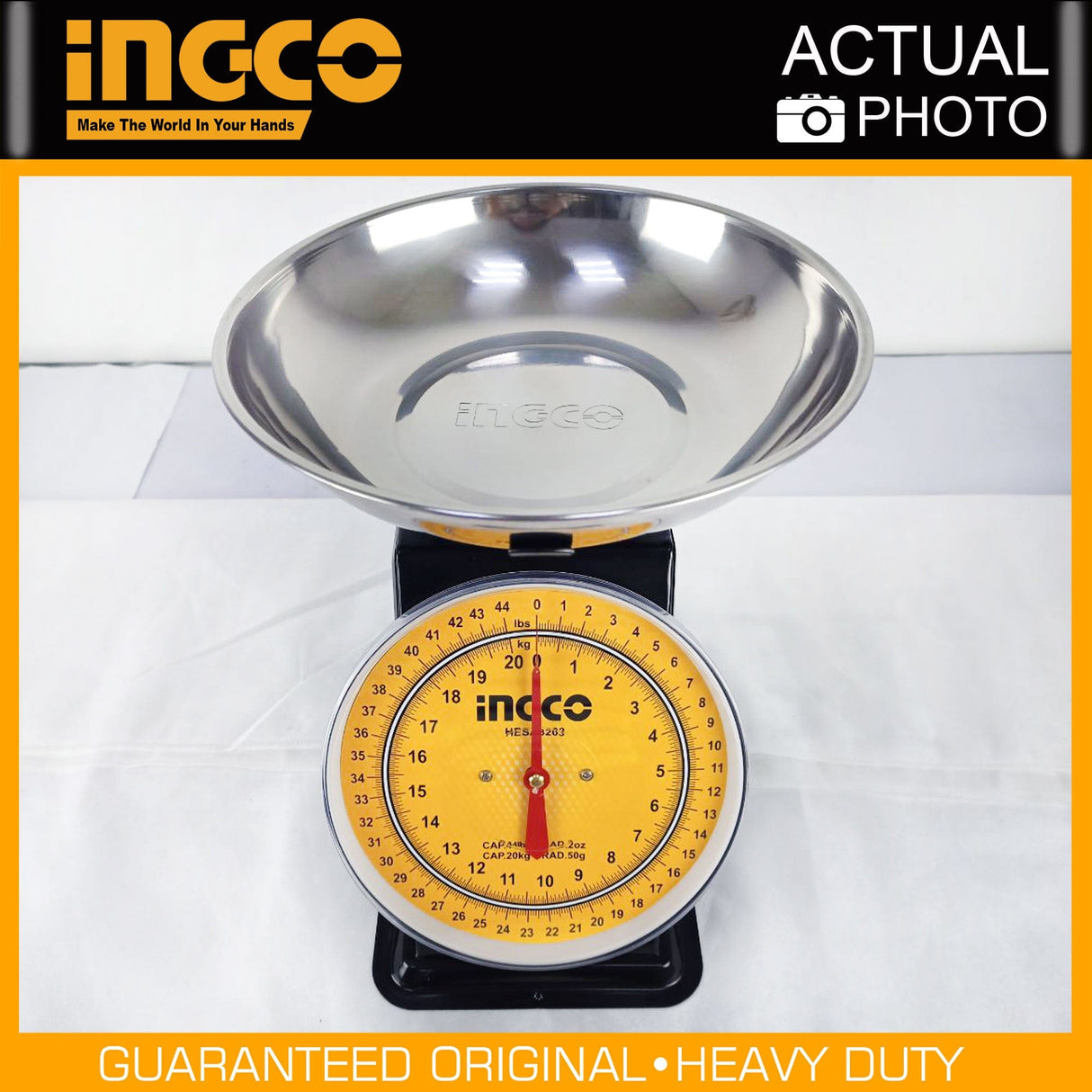 Ingco Digital Meter Ingco 20KG Spring Weighing Scale with Stainless Steel Bowl – HESA3203