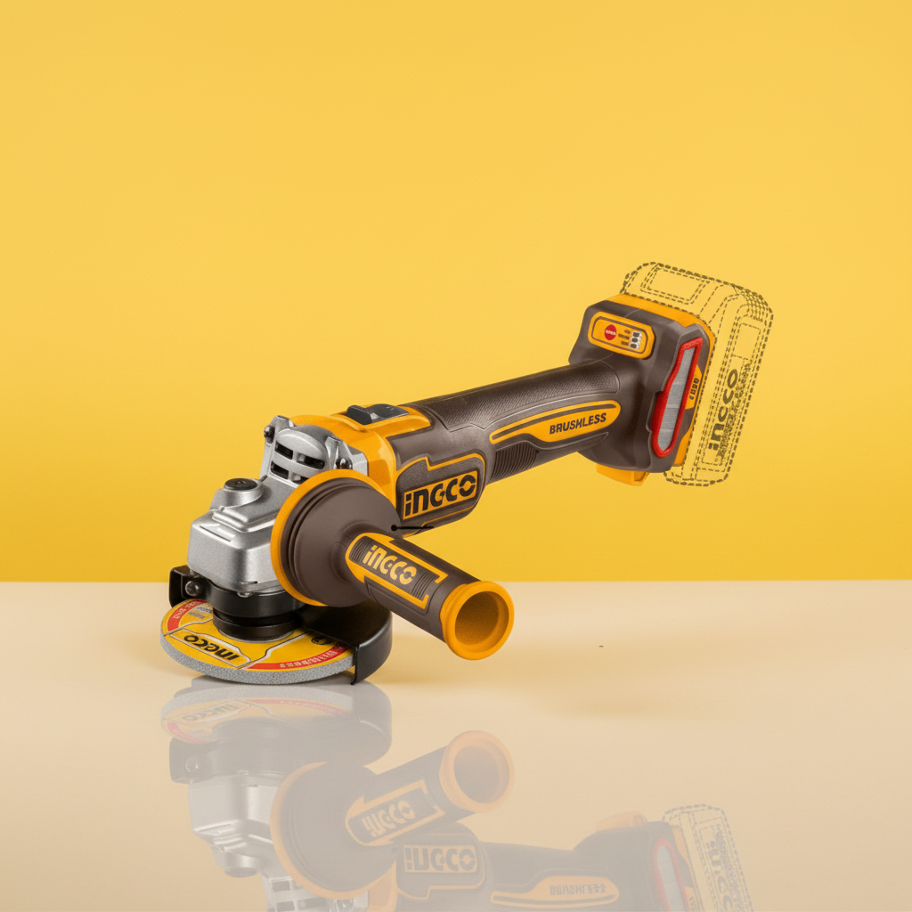 Ingco Grinder Ingco 20V 5" Cordless Angle Grinder 1200w With Battery And Charger Included – CAGLI2120272