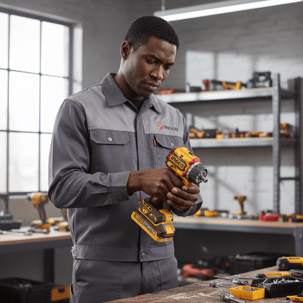 Ingco Drill Ingco 20V Brushless Cordless Multi-Head Drill Driver Kit 66Nm with 2 × 2.0Ah Batteries, Charger & Attachments - CDLI206686