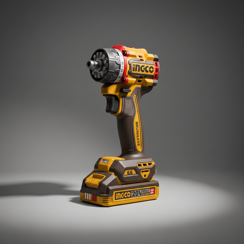 Ingco Drill Ingco 20V Brushless Cordless Multi-Head Drill Driver Kit 66Nm with 2 × 2.0Ah Batteries, Charger & Attachments - CDLI206686