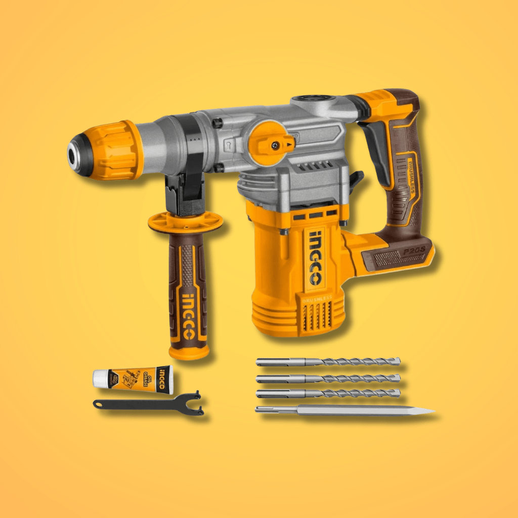 Ingco Drill Ingco 20V Brushless Lithium-Ion Rotary Hammer with Two 4.0Ah Batteries – CRHLI20288