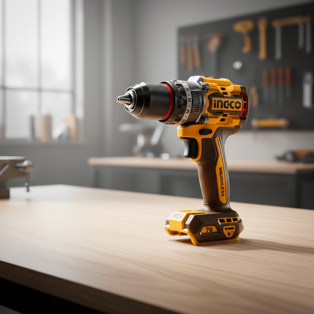 Ingco Drill Ingco 20V Compact Brushless Cordless Impact Drill Kit 76Nm with 2 × 2.0Ah Batteries, Charger & Accessories - CIDLI207686