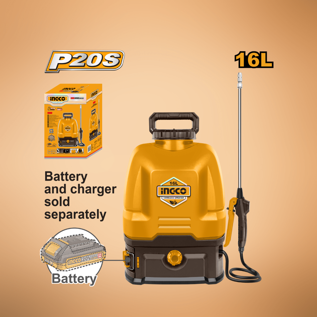 Ingco Spray Gun Ingco 20V Cordless Knapsack Sprayer with 16L Tank – CSPLI2016