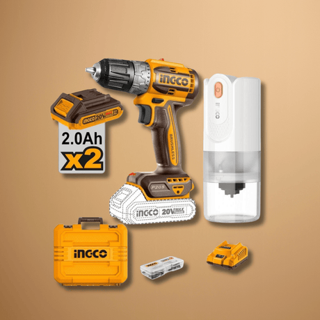 Ingco Power Tool Combo Kit Ingco 20V Lithium-Ion Brushless Cordless Drill & Coffee Grinder Combo Kit – COSLI240315