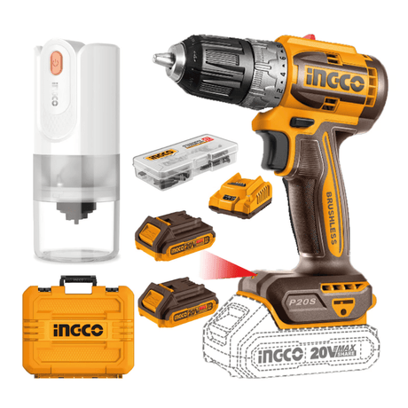 Ingco Power Tool Combo Kit Ingco 20V Lithium-Ion Brushless Cordless Drill & Coffee Grinder Combo Kit – COSLI240315