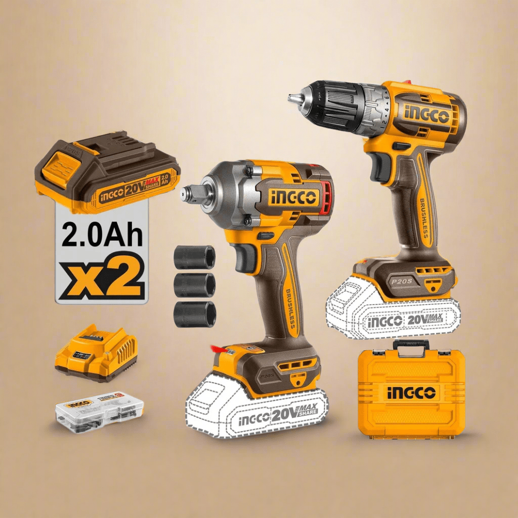 Ingco Impact Wrench & Driver Ingco 20V Lithium-Ion Cordless Drill & Impact Wrench Set – CKLI20271