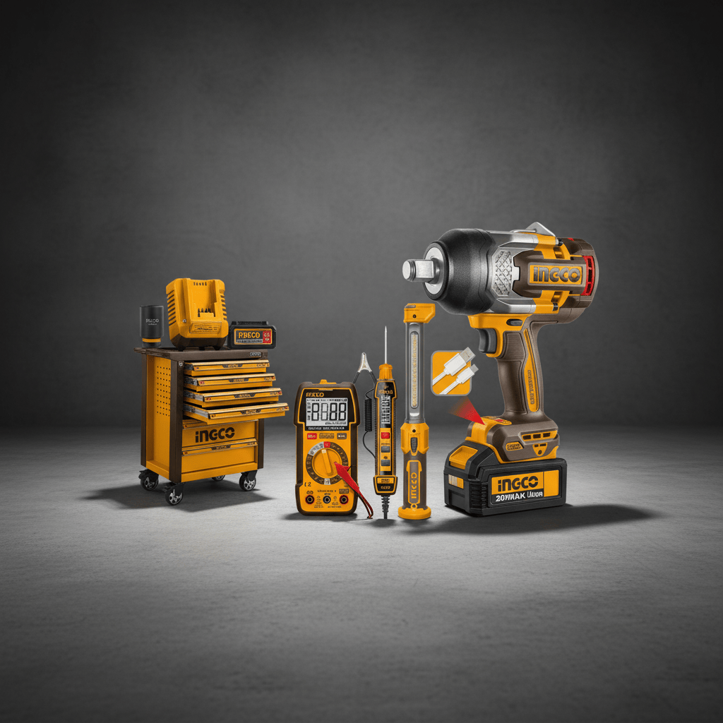 Ingco Tool Chests & Cabinets Ingco 296-Piece Professional Tool Chest Set with 1350Nm 20V Brushless Impact Wrench & 7-Drawer Trolley - HTCS282962