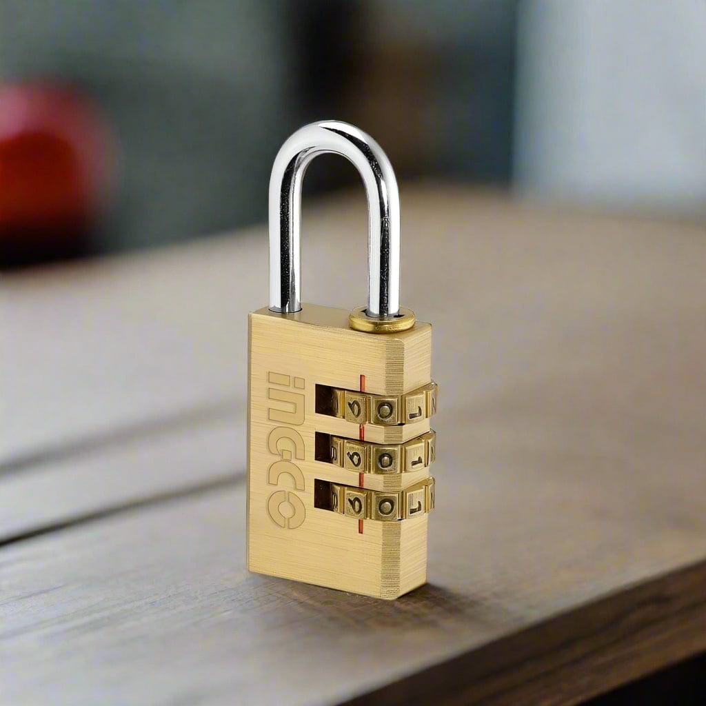 Ingco Padlocks & Accessories Ingco 3-Digit Brass Combination Padlock - DBCK0303