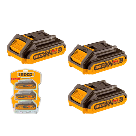 Ingco Batteries & Chargers Ingco 3 Pieces Battery 20V 2Ah - COSLI240311
