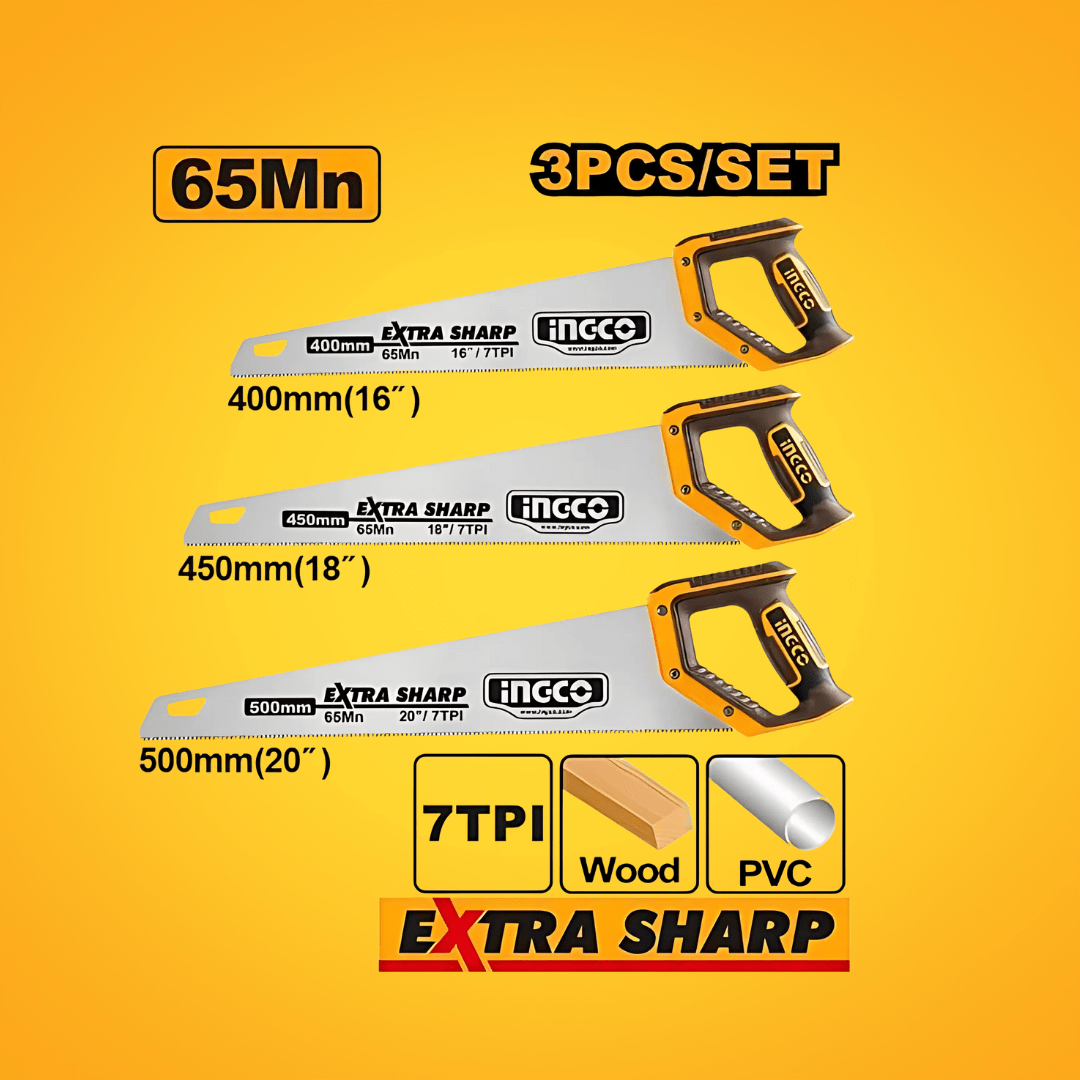 Ingco Hand Saws & Cutting Tools Ingco 3 Pieces Hand saw set 16" 18" And 20" - COS23093