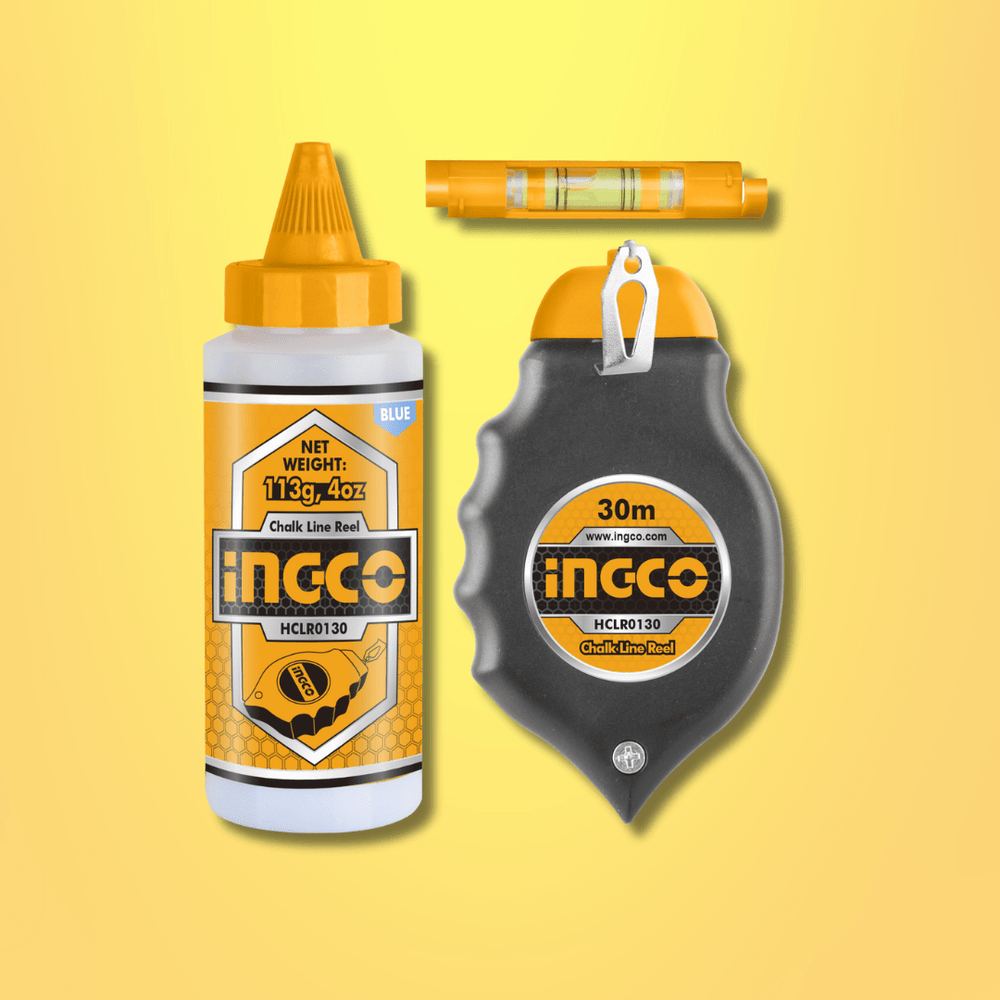 Ingco Chuck Keys & Specialty Accessories Ingco 30m Chalk Line Reel with Chalk & Spirit Bubble - HCLR0130