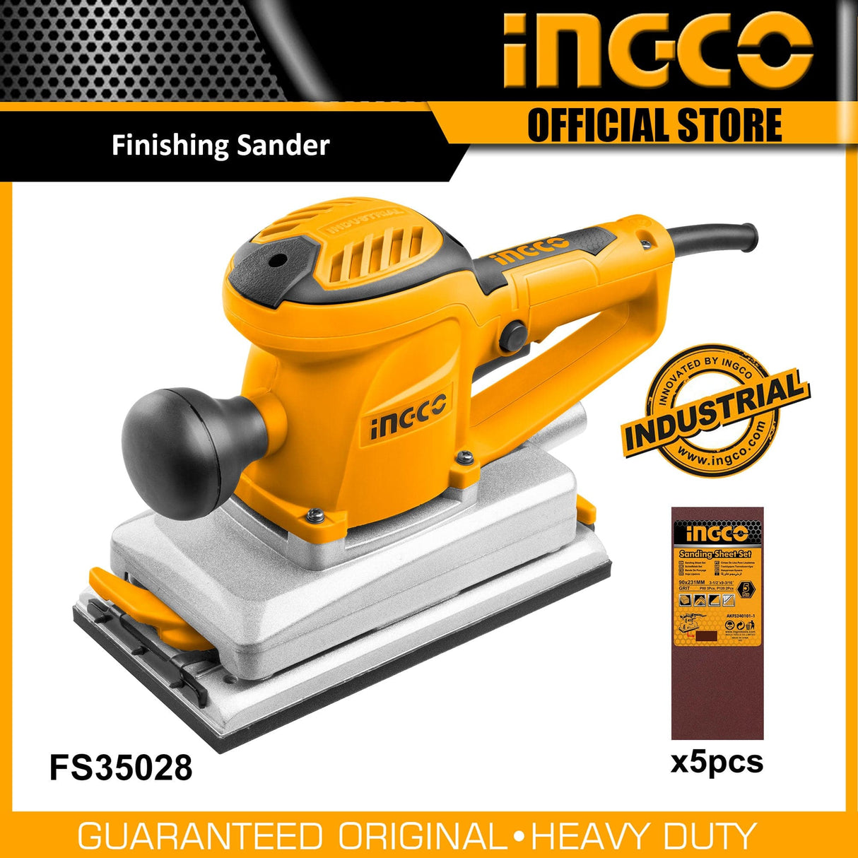 Ingco Sander Ingco 350W Corded Finishing Sander with 5pcs Sand Papers - FS35028