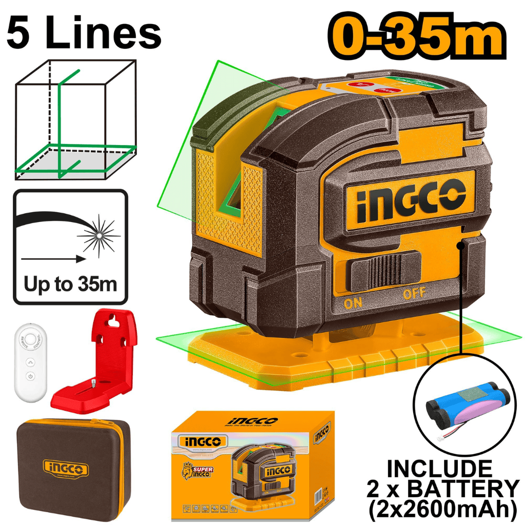 Ingco Laser Measure Ingco 360° Self-Leveling Green Line Laser With 35m Range - HLL306502