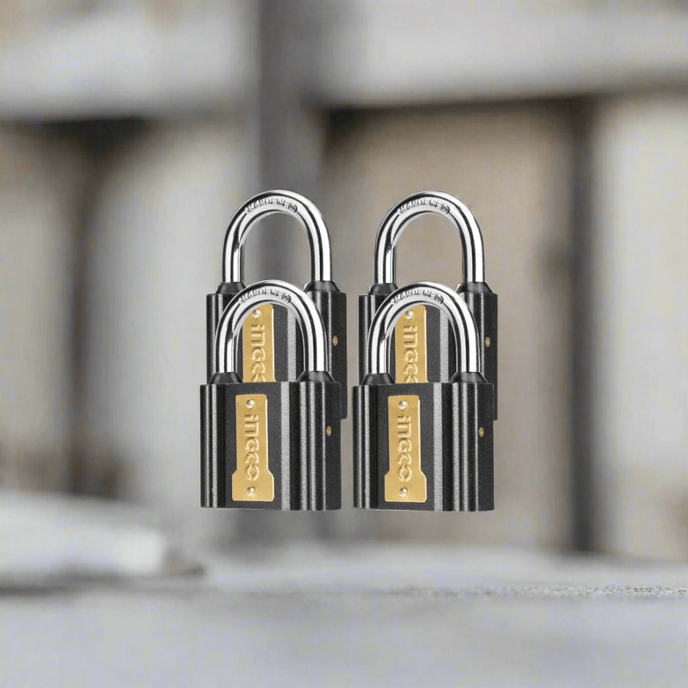 Ingco Padlocks & Accessories Ingco 4-Piece 38mm Iron Padlock Set with Brass Lock Cylinder – DIPLK4382