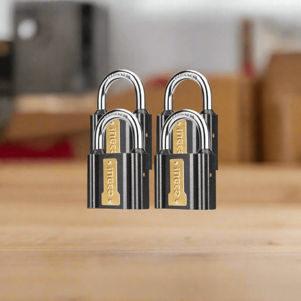 Ingco Padlocks & Accessories Ingco 4-Piece 38mm Iron Padlock Set with Brass Lock Cylinder – DIPLK4382