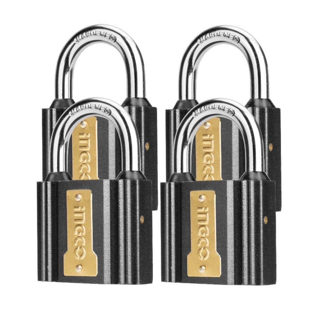 Ingco Padlocks & Accessories Ingco 4-Piece 38mm Iron Padlock Set with Brass Lock Cylinder – DIPLK4382