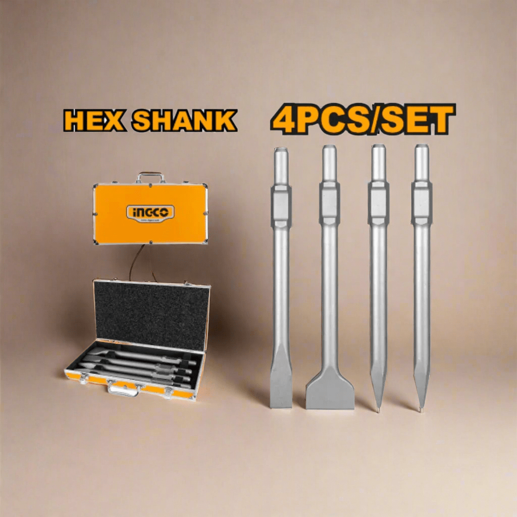 Ingco Chisels Files Planes & Punches Ingco 4-Piece SDS Hex Chisel Set – DBC0304375