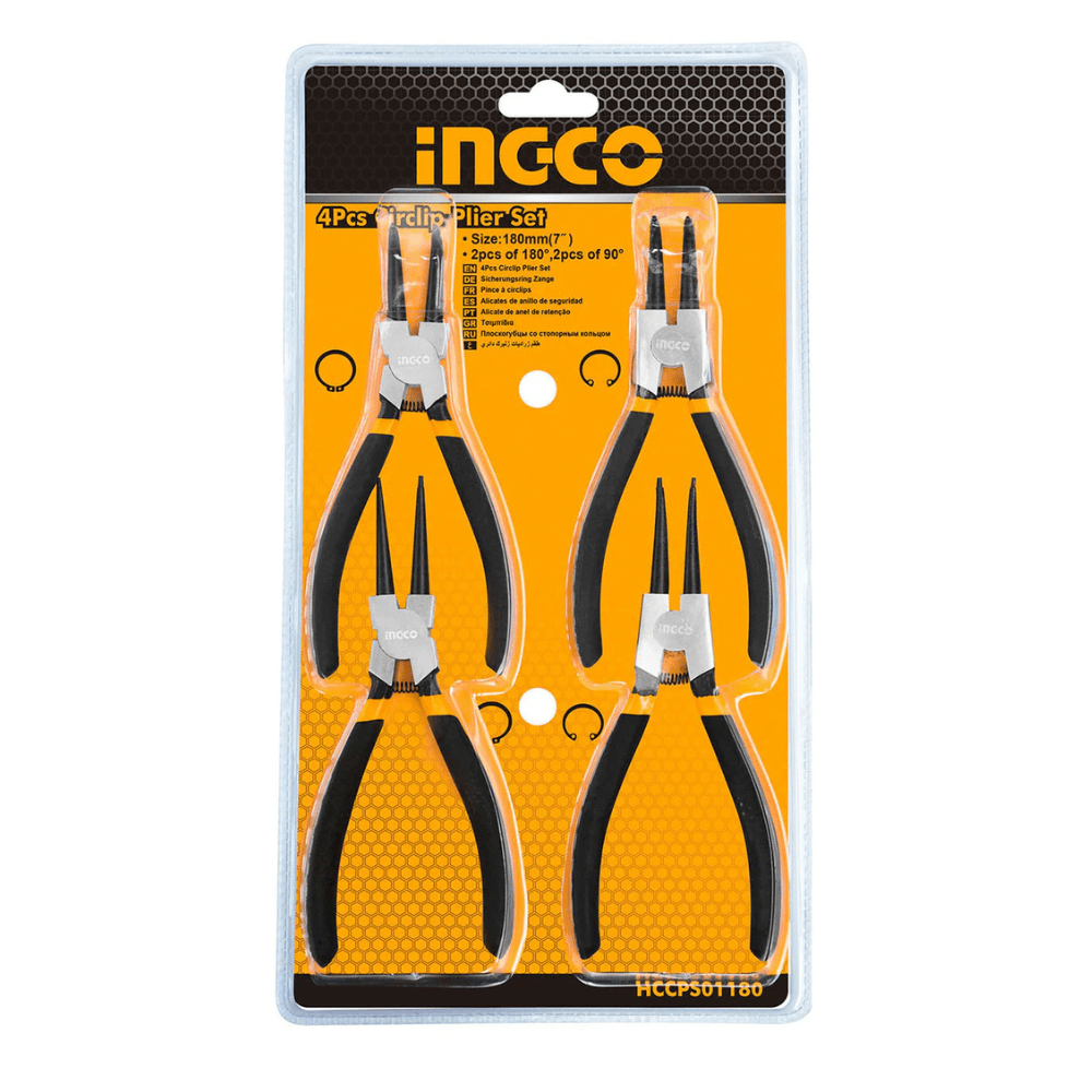Ingco Pliers Ingco 4-Piece Snap Ring Plier Set 7 "/ 180mm - HCCPS01180