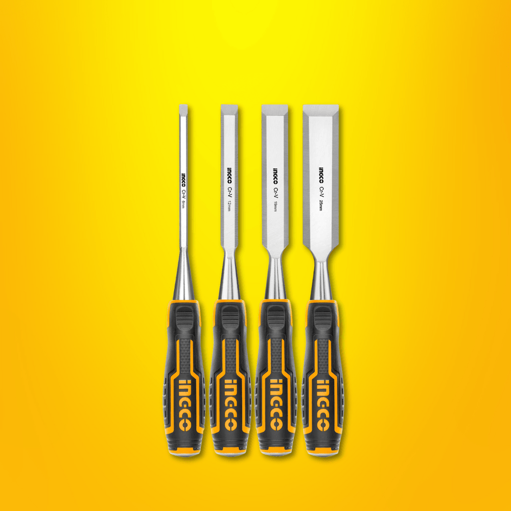Ingco Chisels Files Planes & Punches Ingco 4-Piece Wood Chisel Set with CR-V Blade - HKTWC0401